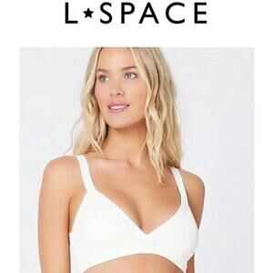 NWOT L*Space Vera Bikini Top in Cream Size L Ribbed $88